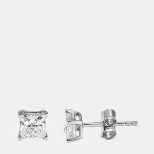 14K White Gold  Lab Grown Diamond Basic Stud Earring (0.8 cts), Earrings - Luxury Closet