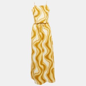 Faithfull The Brand Yellow Piedra Linen Cut-Out Maxi Dress M, Dresses - Luxury Closet