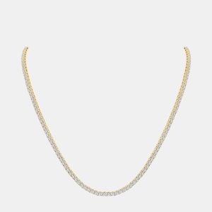 14K Yellow Gold Lab Grown Diamond Straight Line Necklace 18 inches (15.00 Ct), Necklaces - Luxury Closet