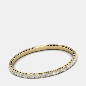 14K Yellow Gold Lab Grown Diamond Straight Line Flexible Bangle 18 inches (5.00 Ct), Bracelets - Luxury Closet