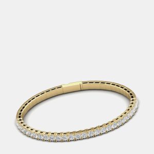 14K Yellow Gold Lab Grown Diamond Straight Line Flexible Bangle 18 inches (7.00 Ct), Bracelets - Luxury Closet