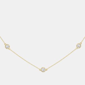 14K Yellow Gold Lab Grown Diamond Bezel Set Station Necklace 18 inches (2.00 Ct), Necklaces - Luxury Closet