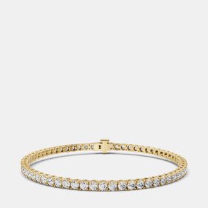14K Yellow Gold Lab Grown Diamond Light Weight Bracelet 7 Inches (5 Ct), Bracelets - Luxury Closet