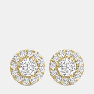14K Yellow Gold Lab Grown Diamond Halo Earrings (3.00 Ct), Earrings - Luxury Closet