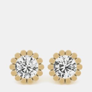 14K White Gold Lab Grown Diamond Flower Motif Earring Studs (3.00 Ct), Earrings - Luxury Closet