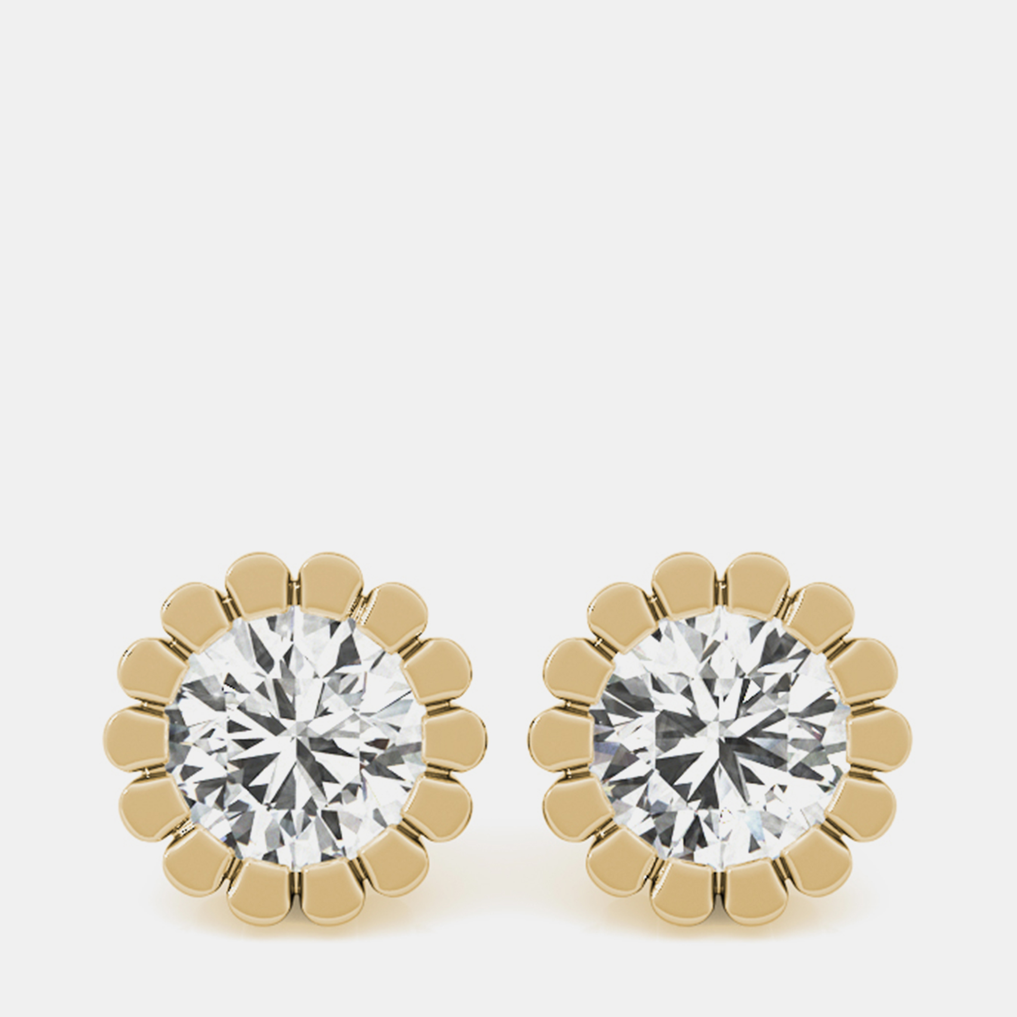 14K White Gold Lab Grown Diamond Flower Motif Earring Studs (3.00 Ct), Earrings - Luxury Closet