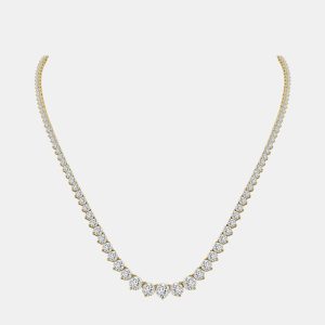 14K Yellow Gold Lab Grown Diamond Graduated Necklace (10.00Ct), Necklaces - Luxury Closet