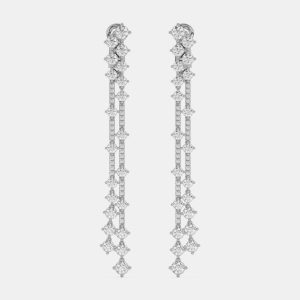 14k White Gold Double Row Dangle Lab Grown Diamond Earrings (6.25 Ct), Earrings - Luxury Closet