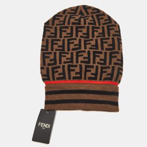Fendi Brown Zucca Cashmere Knit Beanie, Apparel & Accessories - Luxury Closet