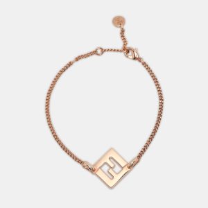 Fendi Rose Gold Metal FF Pendant Bracelet, Jewelry - Luxury Closet