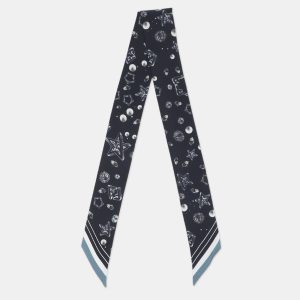 Fendi Navy Blue Silk Star Planet Bandeau Scarf, Scarves & Shawls - Luxury Closet