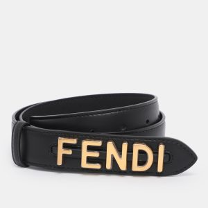 Fendi Black Leather Fendigraphy Waist Belt 75CM, Belt Buckles - Luxury Closet catalog