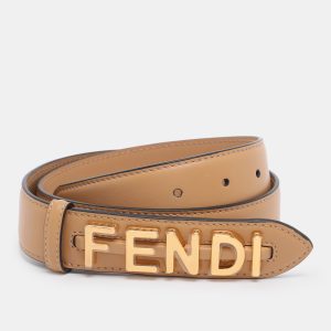 Fendi Beige Leather Fendigraphy Waist Belt 75CM, Belt Buckles - Luxury Closet