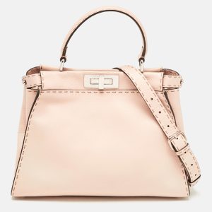 Fendi Beige Selleria Leather Medium Peekaboo Top Handle Bag, Satchels - Luxury Closet