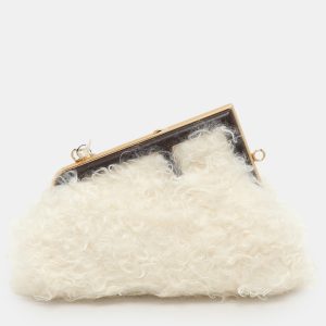 Fendi White Shearling Fur and Leather Fendi First Clutch, Clutches & Special Occasion Bags - Luxury Closet catalog