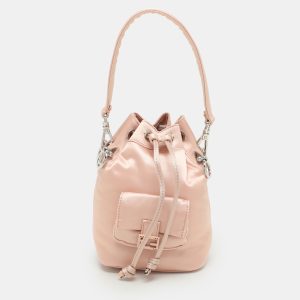 Fendi Baby Pink Nylon Mini Mon Tresor Bucket Bag, Shoulder Bags - Luxury Closet