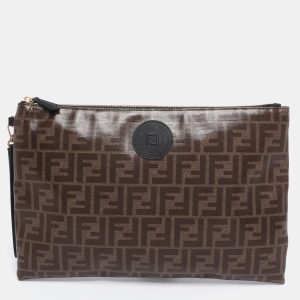 Fendi Brown Coated Canvas FFreedom Flat Pouch Bag, Clutches & Special Occasion Bags - Luxury Closet catalog