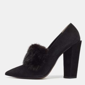 Fendi Black Mink Fur and Suede Block Heel Pumps Size 39, Pumps - Luxury Closet catalog