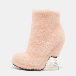 Fendi Pink Shearling Fur Ankle Length Boots Size 38, Boots - Luxury Closet catalog