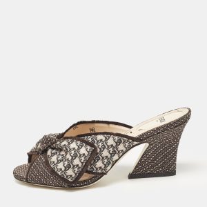 Fendi Brown Printed Fabric Knotted Bow Slide Sandals Size 36.5, Sandals - Luxury Closet catalog
