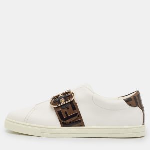 Fendi White/Brown Leather FF Buckle Low Top Sneakers Size 41, Athletic Shoes & Sneakers - Luxury Closet catalog