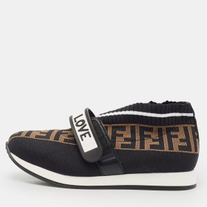 Fendi Black/Brown Zucca Print Knit Fabric Rockoko Sneakers Size 34, Athletic Shoes & Sneakers - Luxury Closet