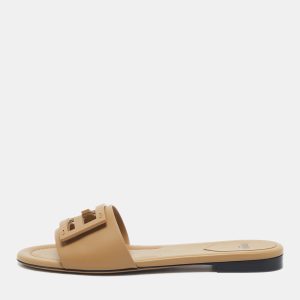 Fendi Beige Leather Baguette Flat Slides Size 38.5, Flats - Luxury Closet catalog
