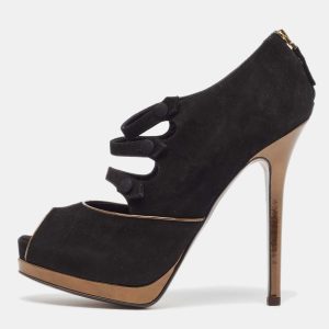 Fendi Black Suede Peep Toe Pumps Size 38.5, Pumps - Luxury Closet