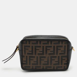 Fendi Black/Brown FF Embossed Leather Mini Camera Crossbody Bag, Handbags - Luxury Closet catalog