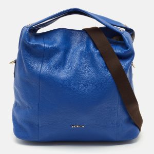 Furla Blue Leather Raffaella Hobo, Hobo Handbags - Luxury Closet