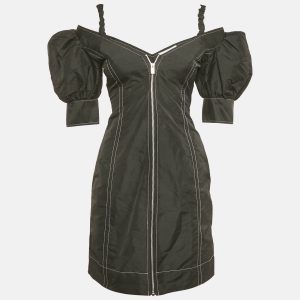 Ganni Black Crepe Cold Shoulder Mini Dress XS, Dresses - Luxury Closet
