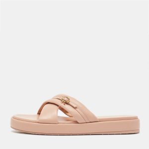 Gianvito Rossi Pink Leather Alima Slide Flats Size 41.5, Flats - Luxury Closet