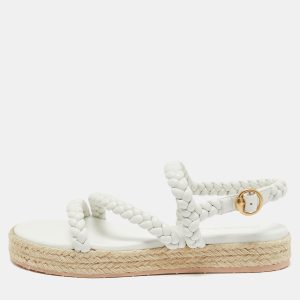 Gianvito Rossi White Braided Leather Espadrille Platform Sandals Size 41, Sandals - Luxury Closet catalog