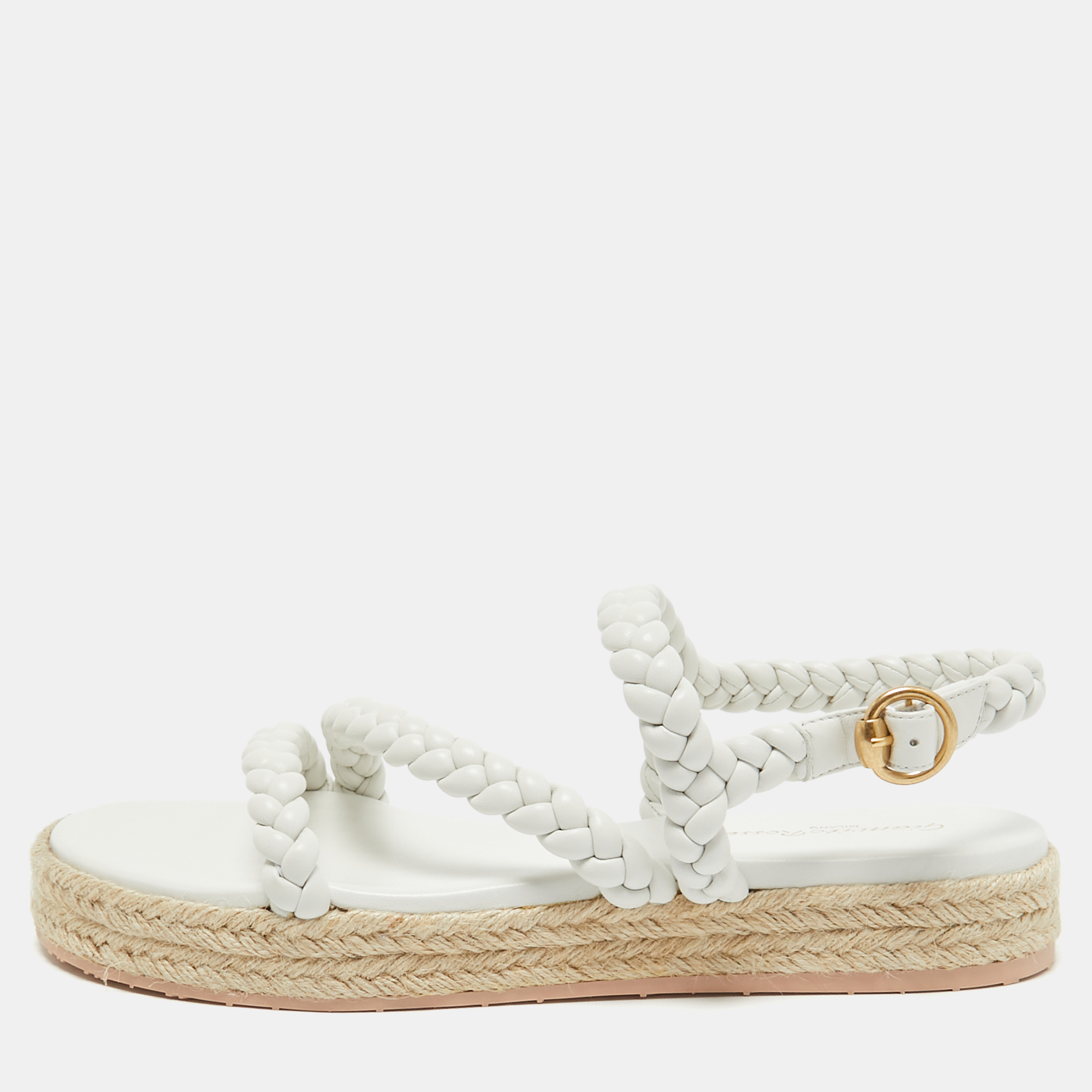 Gianvito Rossi White Braided Leather Espadrille Platform Sandals Size 41, Sandals - Luxury Closet catalog