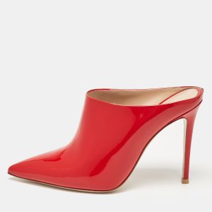 Gianvito Rossi Red Patent Leather Nova Mules Size 39, Sandals - Luxury Closet