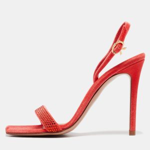Gianvito Rossi Orange Velvet Britney Slingback Sandals Size 36, Sandals - Luxury Closet