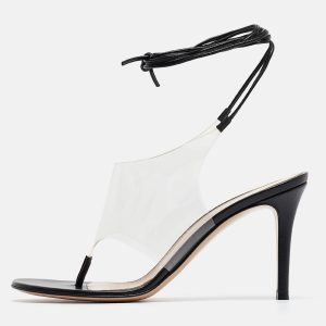 Gianvito Rossi Black Leather and PVC Plexi Thong Wrap Sandals Size 37.5, Sandals - Luxury Closet catalog