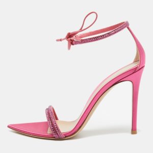 Gianvito Rossi Pink Satin Embellished Montecarlo Sandals Size 40.5, Sandals - Luxury Closet catalog
