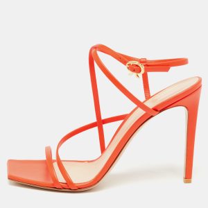 Gianvito Rossi Poppy Red Leather Manilla Sandals Size 39.5, Sandals - Luxury Closet