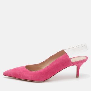 Gianvito Rossi Pink PVC and Suede Slingback Pumps Size 38.5, Pumps - Luxury Closet