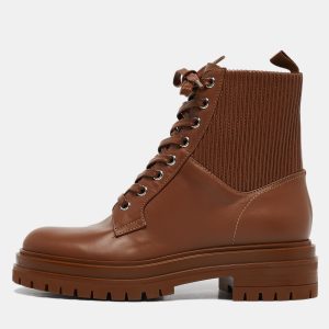 Gianvito Rossi Brown Fabric and Leather Martis Ankle Boots Size 36, Boots - Luxury Closet catalog