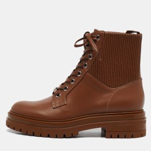 Gianvito Rossi Brown Fabric and Leather Martis Ankle Boots Size 36.5, Boots - Luxury Closet catalog