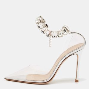 Gianvito Rossi Transparent PVC Crystal Embellished Ankle Strap Pumps Size 35, Pumps - Luxury Closet