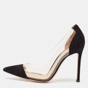 Gianvito Rossi Black Suede and PVC Plexi Pumps Size 35.5, Pumps - Luxury Closet