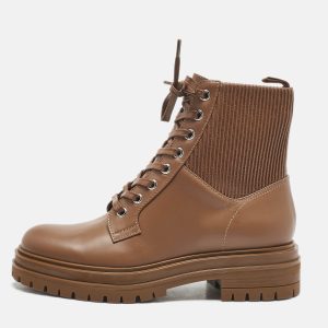 Gianvito Rossi Brown Leather Martis Combat Boots Size 37.5, Boots - Luxury Closet catalog