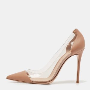 Gianvito Rossi Beige Leather and PVC Plexi Pumps Size 40.5, Pumps - Luxury Closet