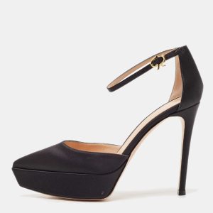 Gianvito Rossi Black Satin Platform Ankle Strap Sandals Size 37, Sandals - Luxury Closet catalog