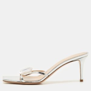 Gianvito Rossi Silver Leather Crystal Embellished Jaipur Sandals Size 41, Sandals - Luxury Closet