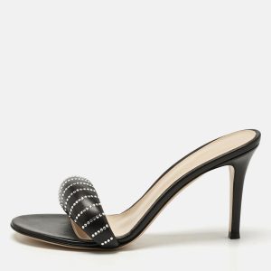 Gianvito Rossi Black Leather Crystal Embellished Bijoux Sandals Size 38, Sandals - Luxury Closet