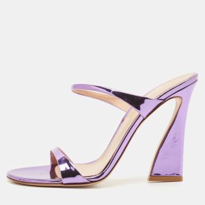 Gianvito Rossi Metallic Purple Leather Aura Sandals Size 37.5, Sandals - Luxury Closet